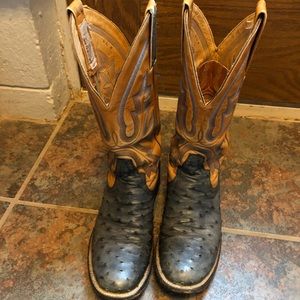 Ostrich blue western boot